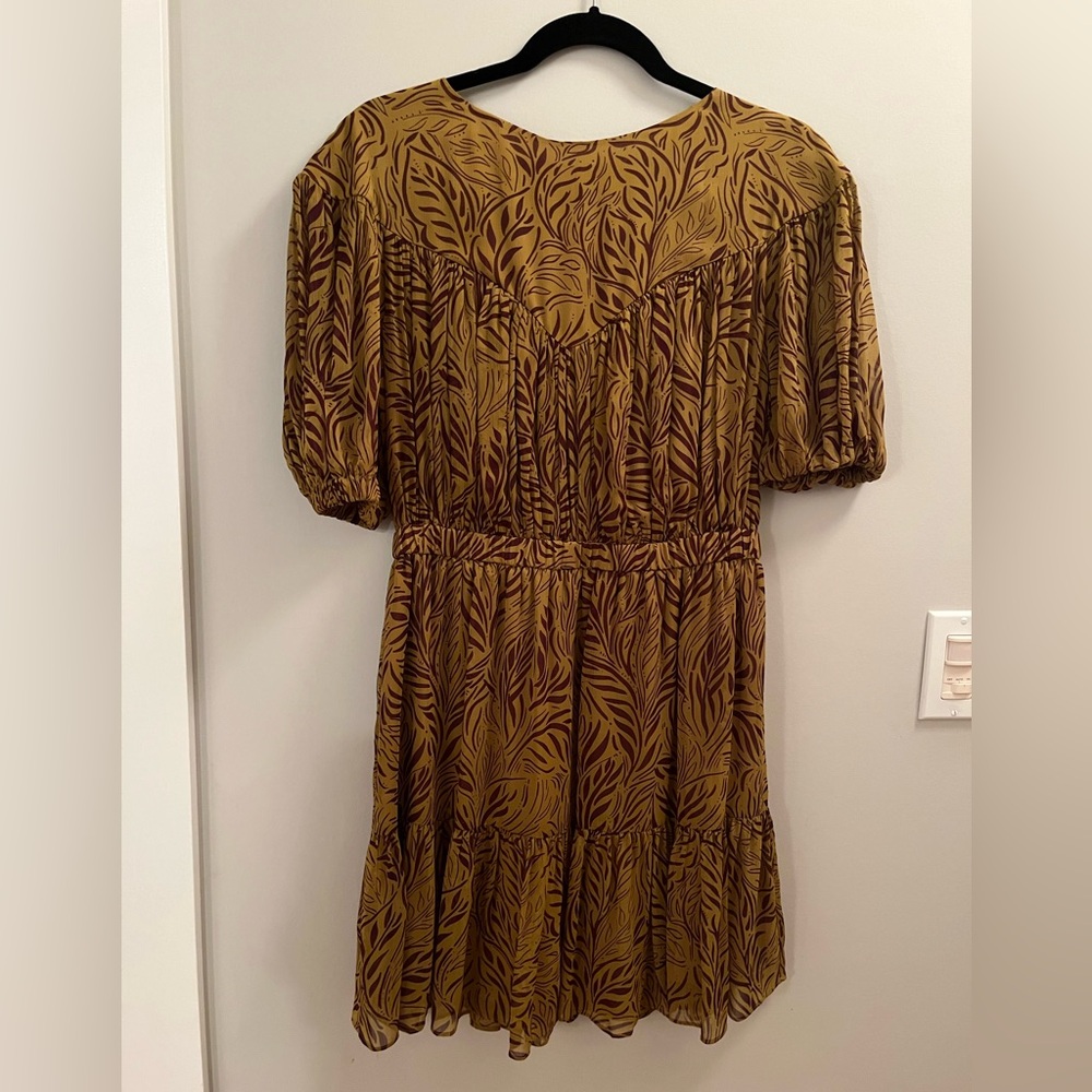 NWT Ted Baker chiffon mustard yellow  Patterned Dress